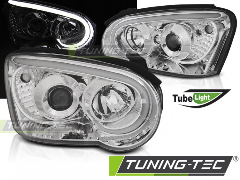 LED Tagfahrlicht Design Scheinwerfer für Subaru Impreza 2 Facelift (GD) 03-05 chrom